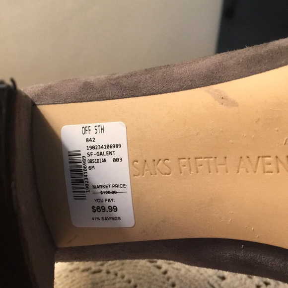 Lovely SAKS FIFTH AVENUE Leather Suede gray Size 6 M - Picture 5 of 5